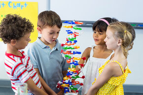 students building
