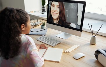 Student looking at computer