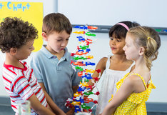 students building