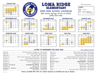 Loma Ridge Bell Schedule